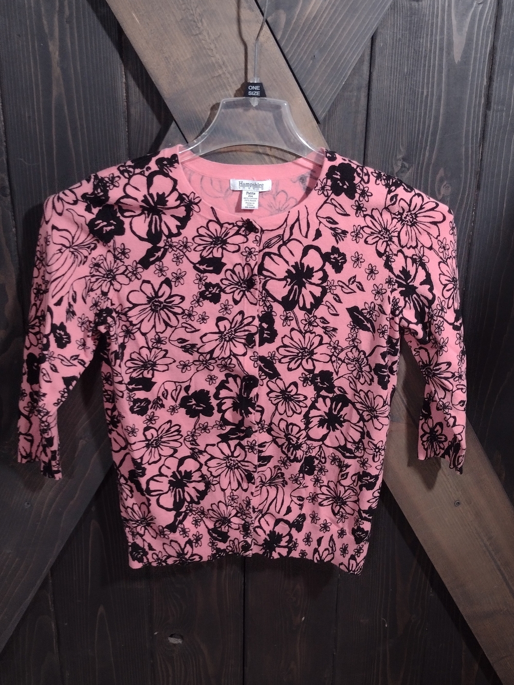 Heathered Pink Floral Cardigan Medium Petite